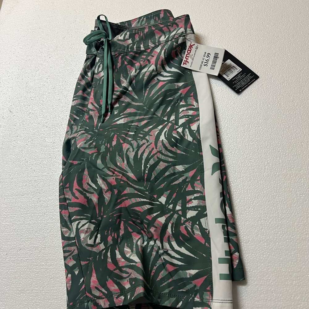 Hurley Tropical Green and Pink Swim Shorts